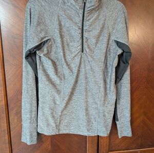 Champion Quarter Zip Athletic Shirt Running Top Gray Size L